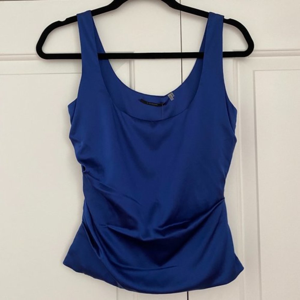 Elie Tahari Silk Ruched Scoop Neck Tank